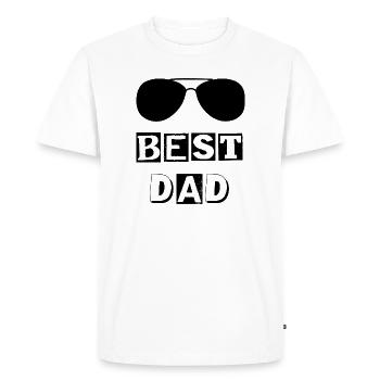 Typographie best DAD lunette - T-shirt Premium bio Homme - blanc - Devant - Nico (187cm)