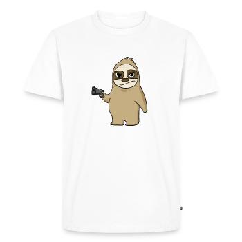 Sloth with pistol - Men's Premium Organic T-Shirt - white - Front - Nico (187cm)