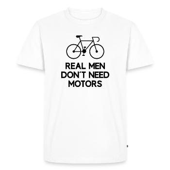 Real Men Don't Need Motors - Men's Premium Organic T-Shirt - white - Front - Nico (187cm)