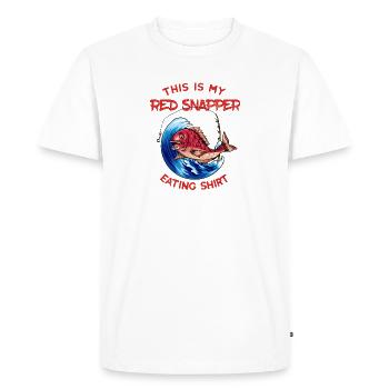 Red Snapper Eating Shirt - funny fish fishing - Men's Premium Organic T-Shirt - white - Front - Nico (187cm)
