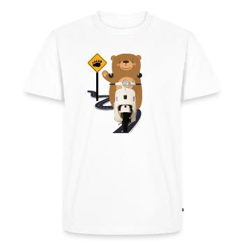 Ours brun cyclomoteur - T-shirt Premium bio Homme - blanc - Devant - Nico (187cm)