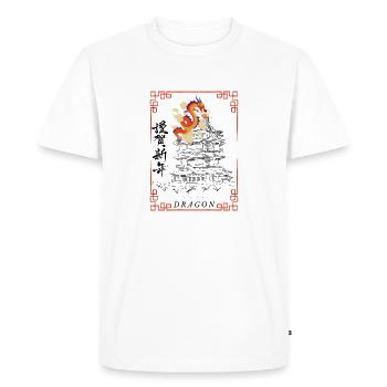 Dragon chinois ART - T-shirt Premium bio Homme - blanc - Devant - Nico (187cm)