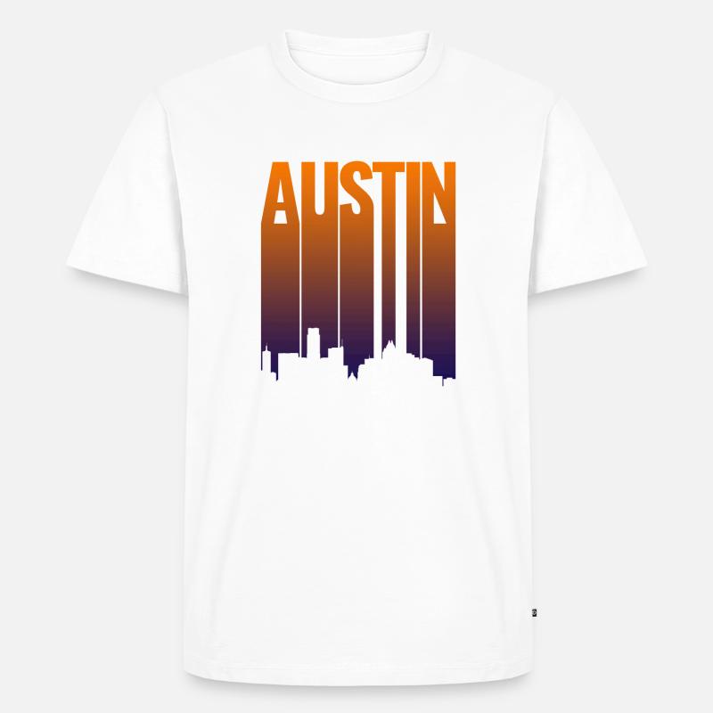 Austin Skyline Gradient - Männer Premium Bio T-Shirt - Weiß