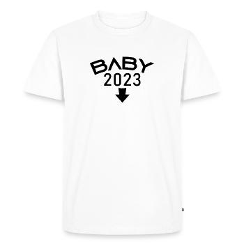 Grossesse 2023 - Cadeau de grossesse - T-shirt Premium bio Homme - blanc - Devant - Nico (187cm)
