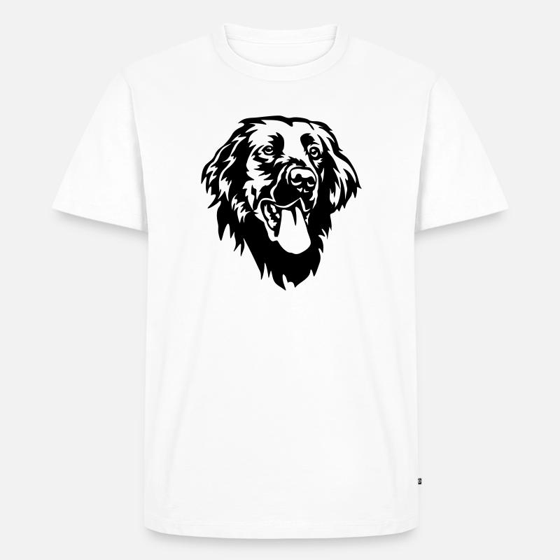 Flat-coated Retriever Kopf - Männer Premium Bio T-Shirt - Weiß