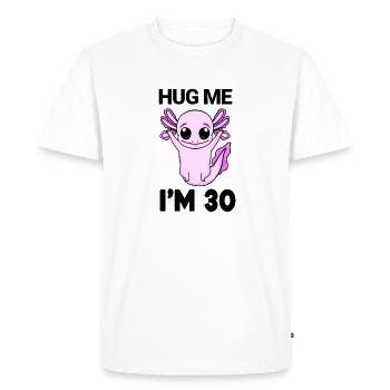 30 ans - 30 ans - câlin - T-shirt Premium bio Homme - blanc - Devant - Nico (187cm)
