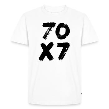 70x7: Pardon infini - Evangile de Matthieu - T-shirt Premium bio Homme - blanc - Devant - Nico (187cm)
