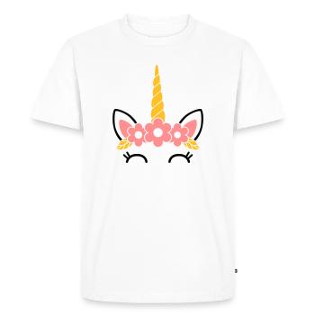 Queen of Flowers: The Majestic Unicorn - Men's Premium Organic T-Shirt - white - Front - Nico (187cm)