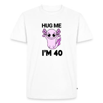 40 ans - 40 ans - câlin - T-shirt Premium bio Homme - blanc - Devant - Nico (187cm)