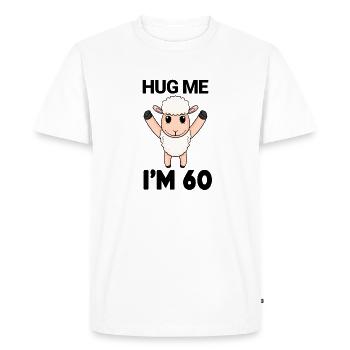 60 ans - 60 ans - câlin - T-shirt Premium bio Homme - blanc - Devant - Nico (187cm)
