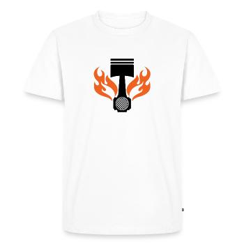 Flaming Piston - Car Auto Racing - Car Auto Window - T-shirt Premium bio Homme - blanc - Devant - Nico (187cm)