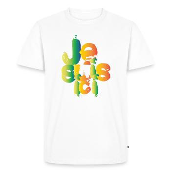 je suis ici - T-shirt Premium bio Homme - blanc - Devant - Nico (187cm)