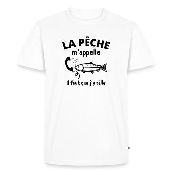 pêche, pêcheur, fan de pêche - T-shirt Premium bio Homme - blanc - Devant - Nico (187cm)