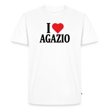 t-shirt J’adore Agazio idée cadeau t-shirt - T-shirt Premium bio Homme - blanc - Devant - Nico (187cm)