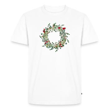 filigree autumnal larch wreath as a frame - Men's Premium Organic T-Shirt - white - Front - Nico (187cm)