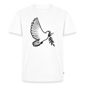Colombe de la paix transparente avec branche de laurier Colombe de la paix - T-shirt Premium bio Homme - blanc - Devant - Nico (187cm)
