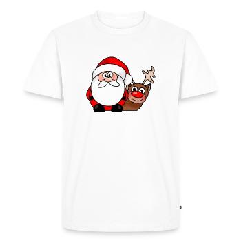 Dessin animé de Noël sur le Renne du Père Noël - T-shirt Premium bio Homme - blanc - Devant - Nico (187cm)