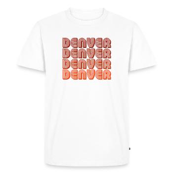 Denver Retro Block Font - Men's Premium Organic T-Shirt - white - Front - Nico (187cm)
