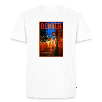 Nuit néon de Denver : Pluie en ville - T-shirt Premium bio Homme - blanc - Devant - Nico (187cm)