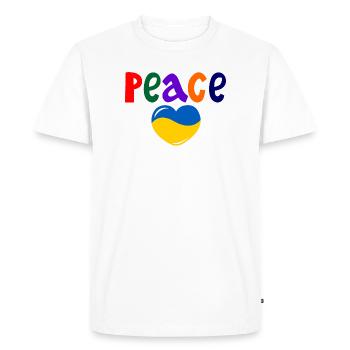Paix du cœur pour l’Ukraine colorée Paix - T-shirt Premium bio Homme - blanc - Devant - Nico (187cm)