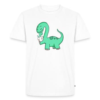 Dinosaure avec bébé dinosaure - T-shirt Premium bio Homme - blanc - Devant - Nico (187cm)