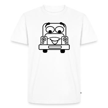 Voiture gaie avec visage transparent - T-shirt Premium bio Homme - blanc - Devant - Nico (187cm)