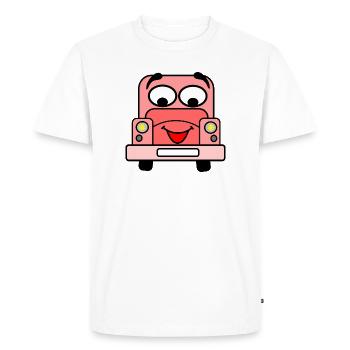 Voiture gaie avec visage rose - T-shirt Premium bio Homme - blanc - Devant - Nico (187cm)