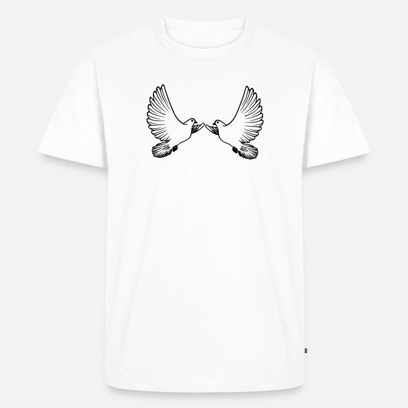 Zwei Tauben transparent - Männer Premium Bio T-Shirt - Weiß