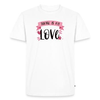 Le tango est mon amour! Cadeau de danse de danseur - T-shirt Premium bio Homme - blanc - Devant - Nico (187cm)