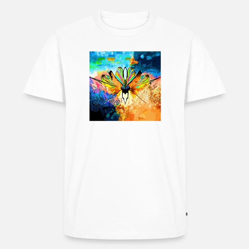 Bunter Falter im Farbmeer - Männer Premium Bio T-Shirt - Weiß