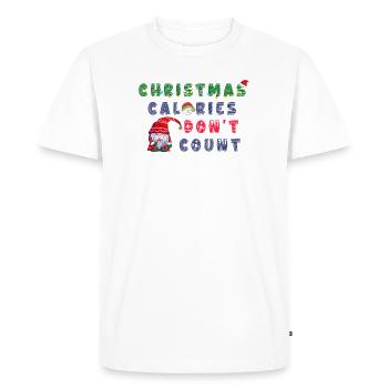 Festive Christmas Calories Don't Count T-shirt - Men's Premium Organic T-Shirt - white - Front - Nico (187cm)