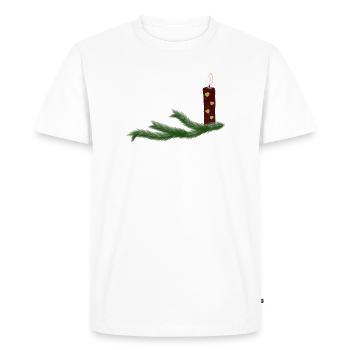 Bougie de Noël festive aux branches de sapin - T-shirt Premium bio Homme - blanc - Devant - Nico (187cm)