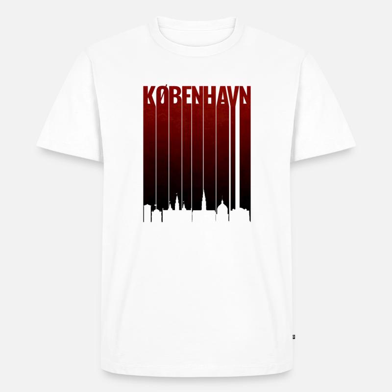 Kopenhagen Rotgradient Typo - Männer Premium Bio T-Shirt - Weiß