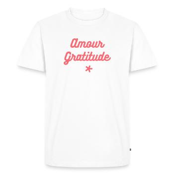 Amour & Gratitude - T-shirt Premium bio Homme - blanc - Devant - Nico (187cm)