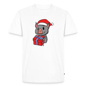 Bébé chauve-souris de Noël avec cadeau - T-shirt Premium bio Homme - blanc - Devant - Nico (187cm)