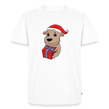 Christmas Bear Baby with Gift - Men's Premium Organic T-Shirt - white - Front - Nico (187cm)