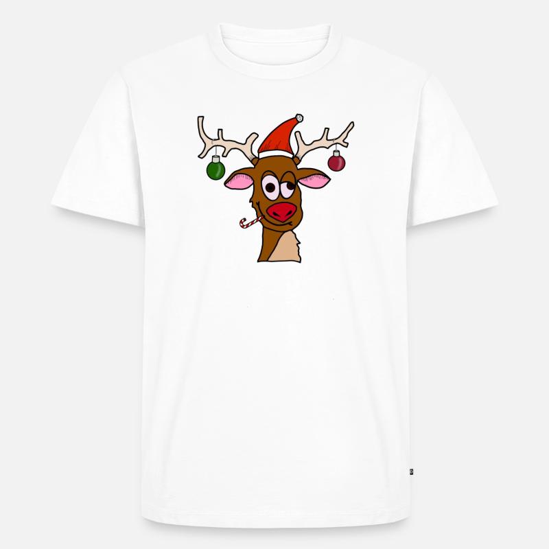 Drunk Reindeer - Männer Premium Bio T-Shirt - Weiß