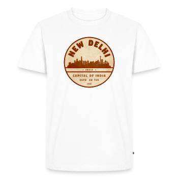 New Delhi Skyline Vintage Badge - Men's Premium Organic T-Shirt - white - Front - Nico (187cm)