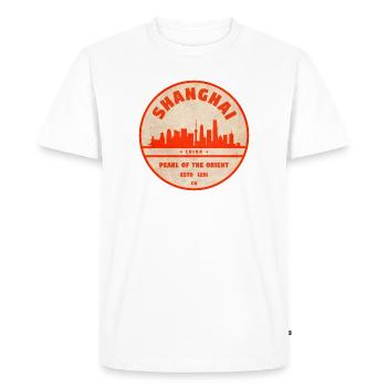 Shanghai Skyline Seal Red - T-shirt Premium bio Homme - blanc - Devant - Nico (187cm)
