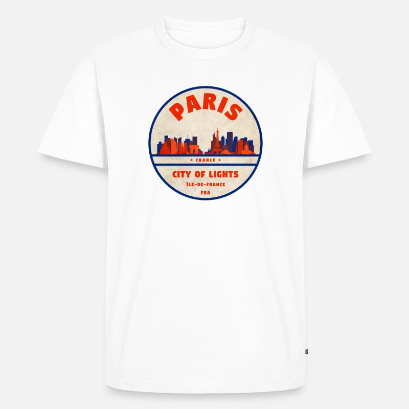 Paris Skyline Badge - Männer Premium Bio T-Shirt - Weiß