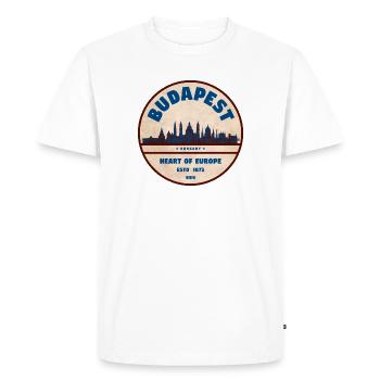 Écusson vintage du Budapest Cœur d’Europe - T-shirt Premium bio Homme - blanc - Devant - Nico (187cm)