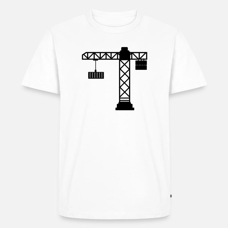 Kran mit Seecontainer - Männer Premium Bio T-Shirt - Weiß