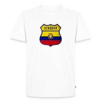 Design du drapeau de l'Équateur et des armoiries - T-shirt Premium bio Homme - blanc - Devant - Nico (187cm)