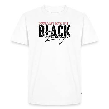 Hors de mon chemin, c’est l’heure de partir - T-shirt Premium bio Homme - blanc - Devant - Nico (187cm)