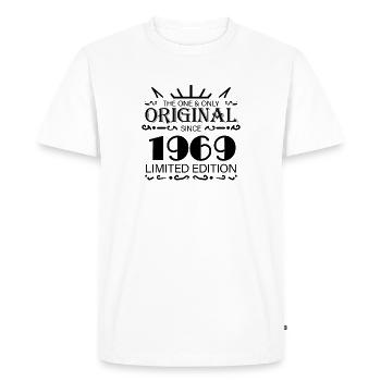 1969 - Année de construction 1969 - Naissance 1969 - T-shirt Premium bio Homme - blanc - Devant - Nico (187cm)