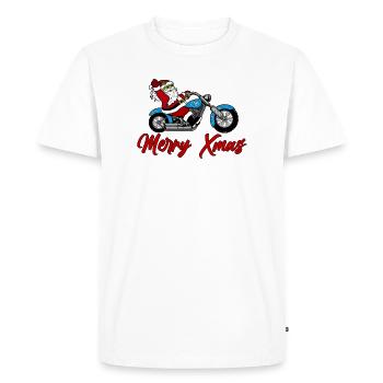 Santa Motorcycle – Attraction de Noël - T-shirt Premium bio Homme - blanc - Devant - Nico (187cm)