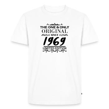 1969 - Année de construction 1969 - Naissance 1969 - T-shirt Premium bio Homme - blanc - Devant - Nico (187cm)