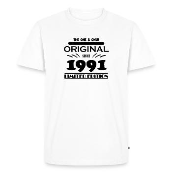 1991 - Year of construction 1991 - Born 1991 - Men's Premium Organic T-Shirt - white - Front - Nico (187cm)