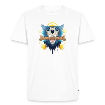 Hellhound Skull Gold - Loup Démoniaque & os cookie - T-shirt Premium bio Homme - blanc - Devant - Nico (187cm)