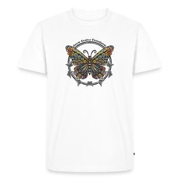 Boho Style Butterfly - Grow Evolve Transform - Men's Premium Organic T-Shirt - white - Front - Nico (187cm)